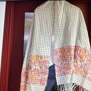 Altea Embroidered Cotton Scarf Wrap Never Used